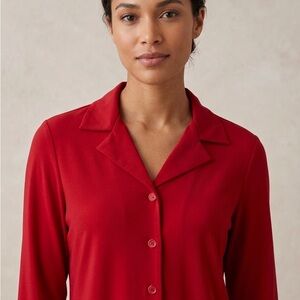 Vintage Tilley Red Button-Front Collared Blouse LS Medium